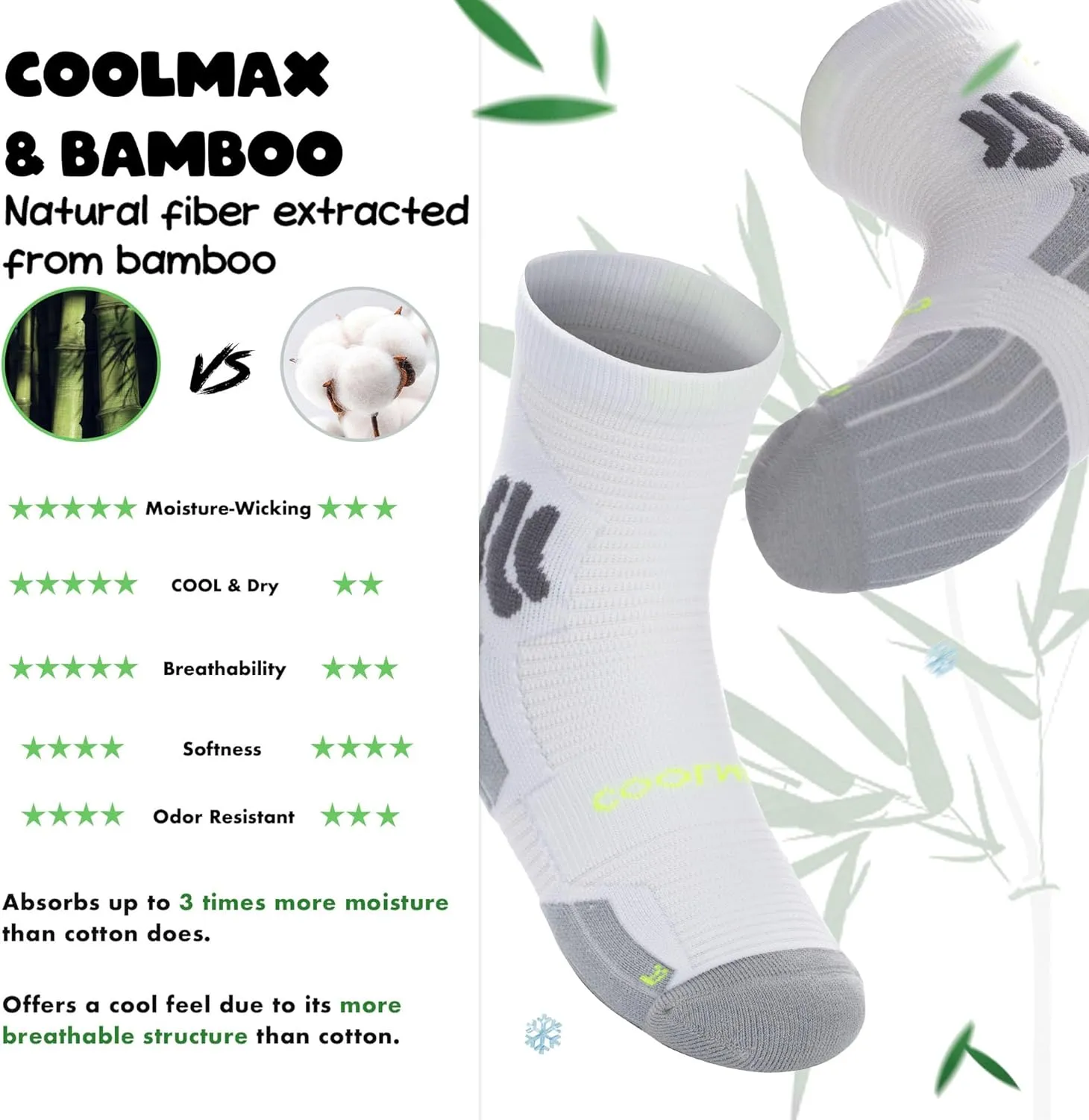 BRISIRA Coolmax Bamboo Viscose Kids Socks Compression Athletic Hiking Running Sports Boys Socks Moisture Wicking for Youth