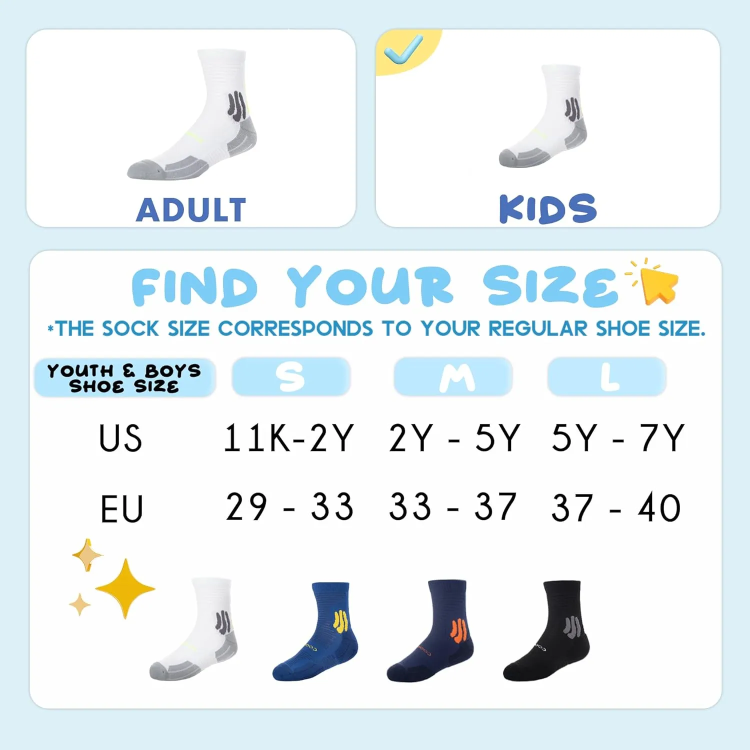 BRISIRA Coolmax Bamboo Viscose Kids Socks Compression Athletic Hiking Running Sports Boys Socks Moisture Wicking for Youth