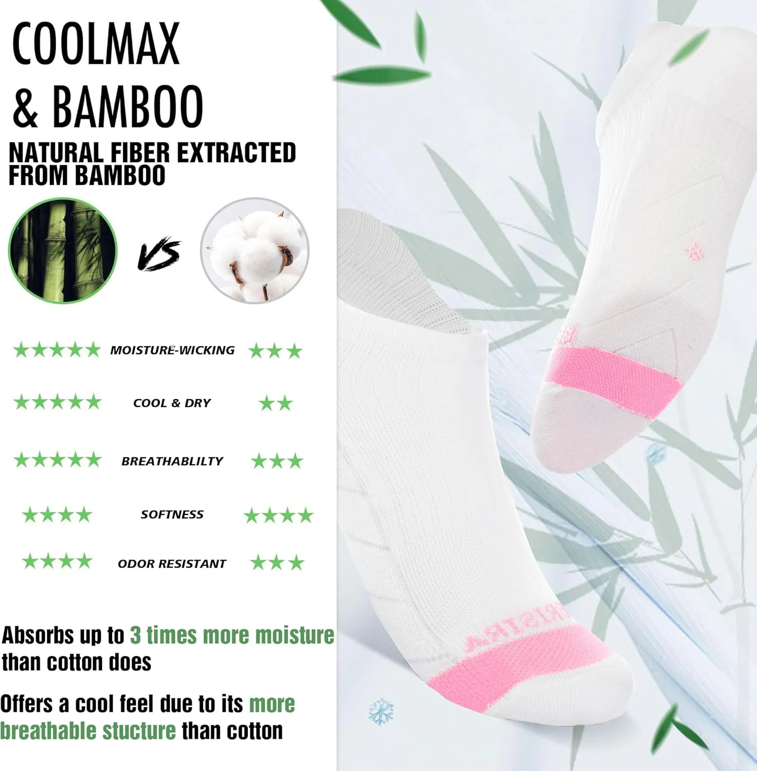 BRISIRA Coolmax Bamboo Viscose Women Compression Running Ankle Socks No Show Athletic Wicking Thick Cushioned Arch Support