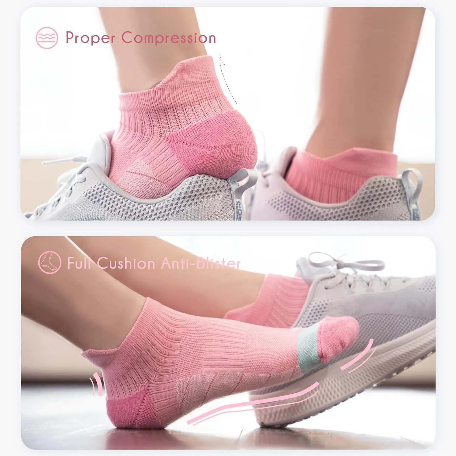 BRISIRA Coolmax Bamboo Viscose Women Compression Running Ankle Socks No Show Athletic Wicking Thick Cushioned Arch Support