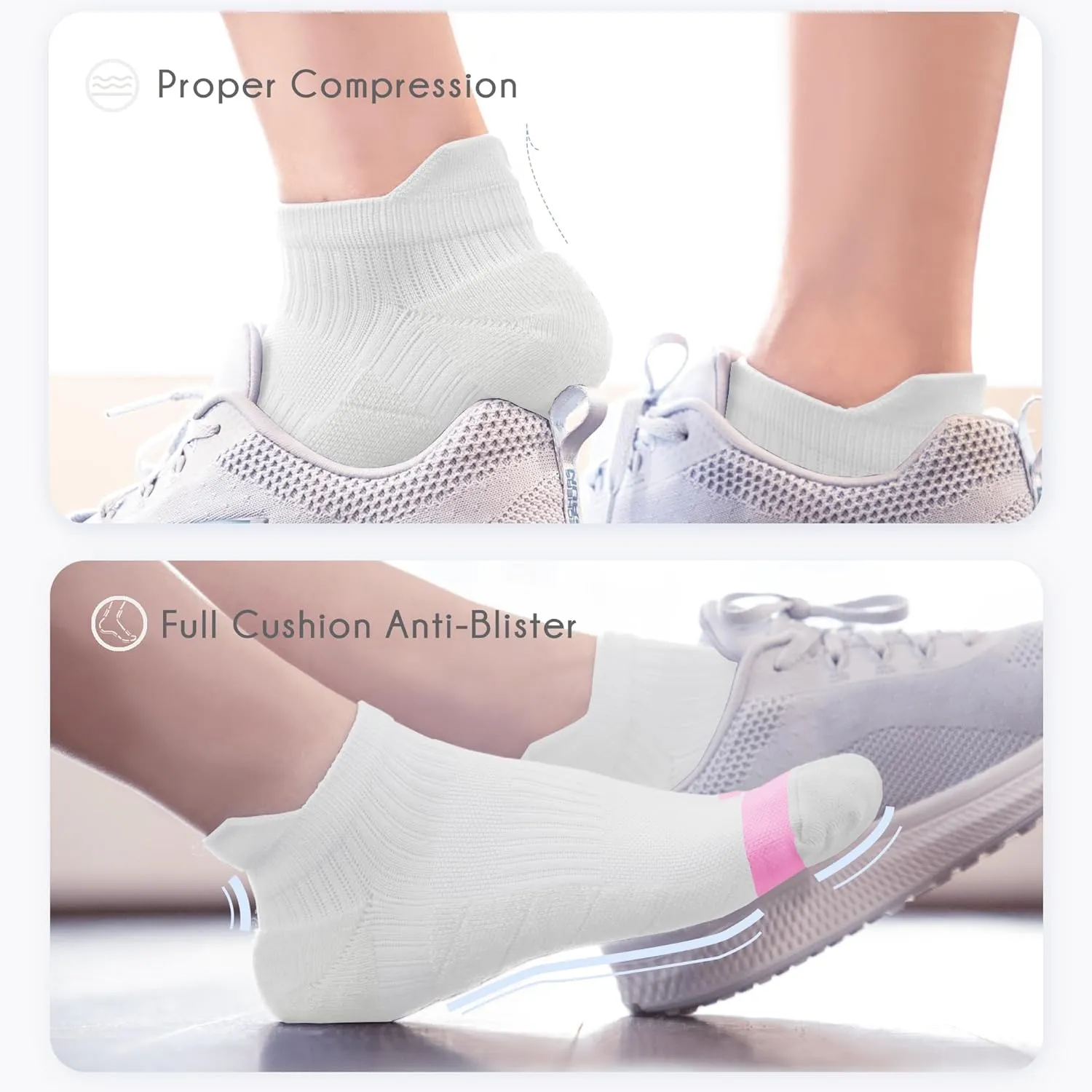 BRISIRA Coolmax Bamboo Viscose Women Compression Running Ankle Socks No Show Athletic Wicking Thick Cushioned Arch Support
