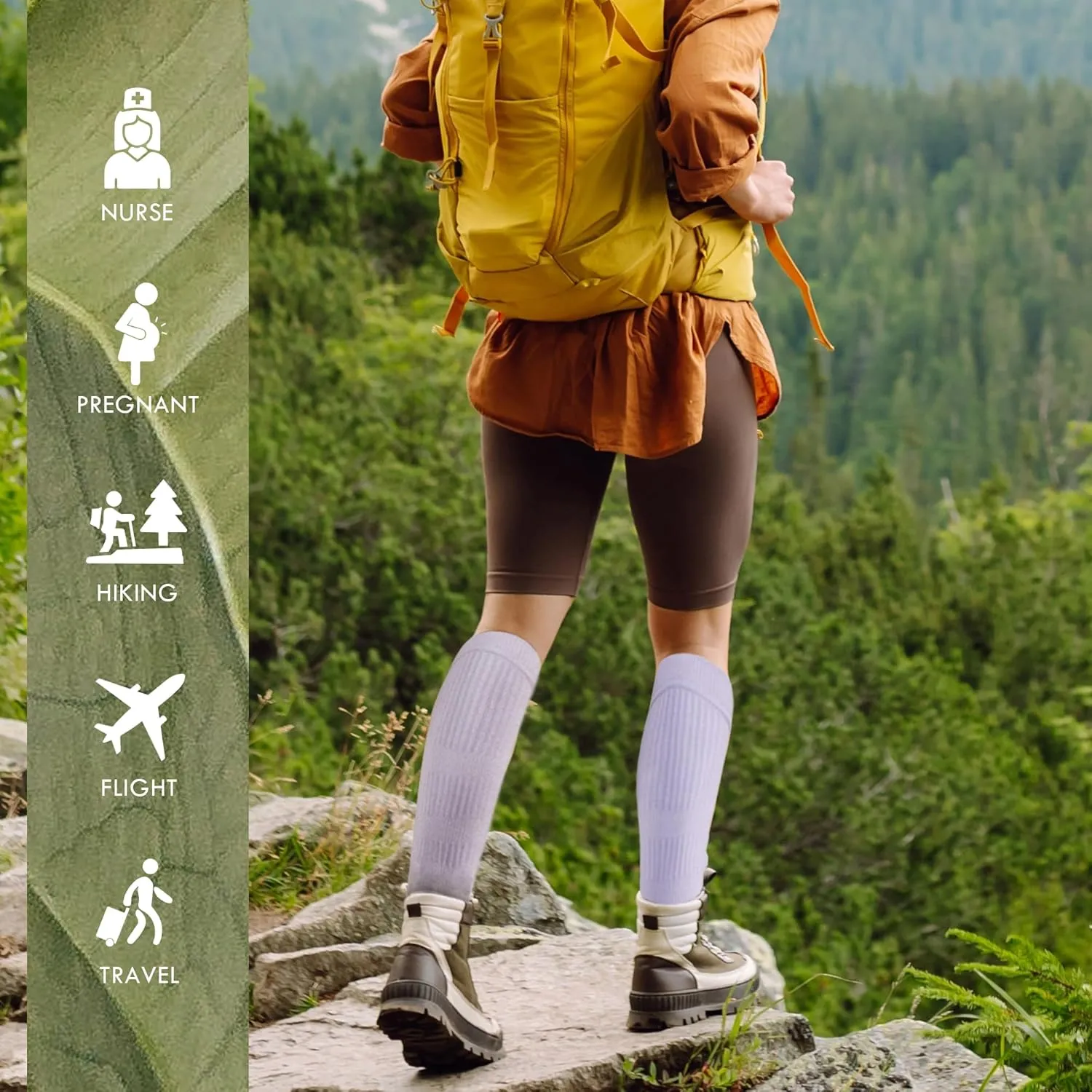 BRISIRA Coolmax Cooling Compression Knee High Socks Women 2 Pairs 15-20 mmHg Circulation Support for Nurse Running Travel
