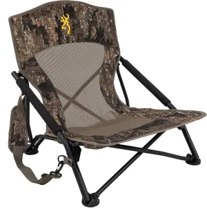 Browning Strutter Camo Turkey Hunting Chair with Foldable Low Profile Compact Design, Durable Steel Frame, and Padded Shoulder Carry Strap and Carry Bag