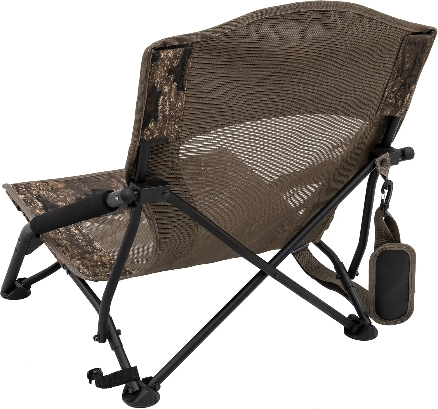 Browning Strutter Camo Turkey Hunting Chair with Foldable Low Profile Compact Design, Durable Steel Frame, and Padded Shoulder Carry Strap and Carry Bag