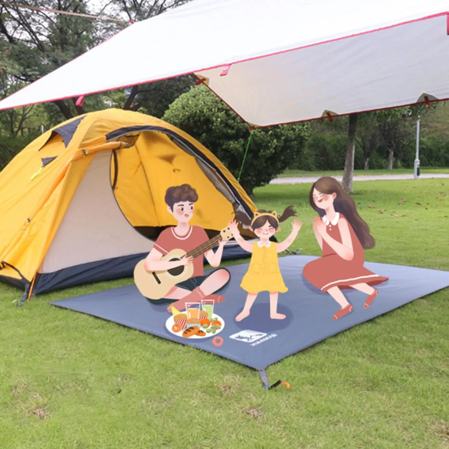 Brown,Small,N/A Waterproof Camping Tarp, 210D Oxford Cloth Outdoor Tent Ground Pad, Lightweight Multifunctional Tent Footprint with Drawstring Bag, Picnic Land Seats for Beach, Car,Camping,Adventure