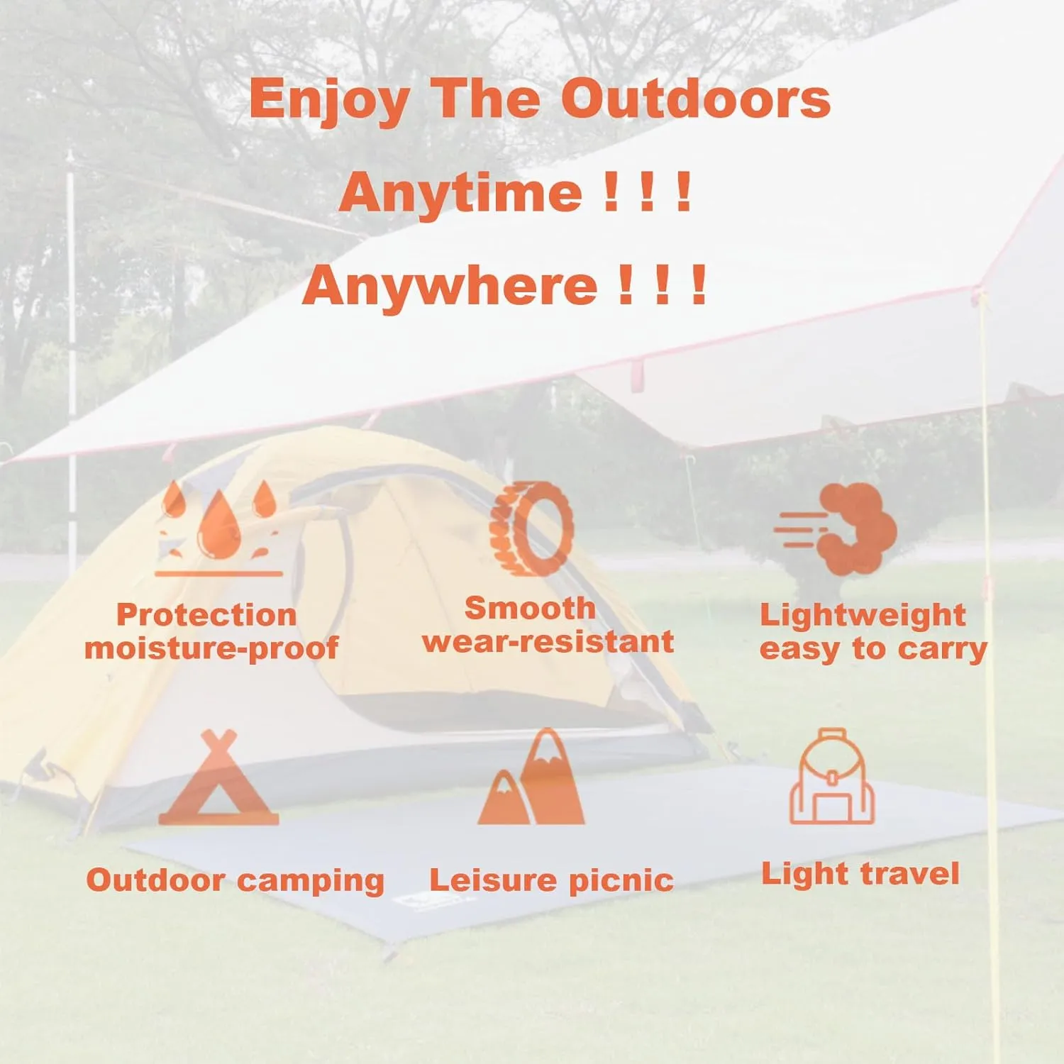 Brown,Small,N/A Waterproof Camping Tarp, 210D Oxford Cloth Outdoor Tent Ground Pad, Lightweight Multifunctional Tent Footprint with Drawstring Bag, Picnic Land Seats for Beach, Car,Camping,Adventure