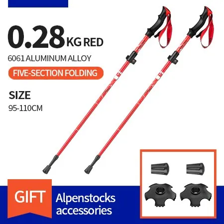 BSWOLF 2Pcs Foldable Walking Sticks Ultralight Camping Hiking Folding Trekking Poles Aluminum