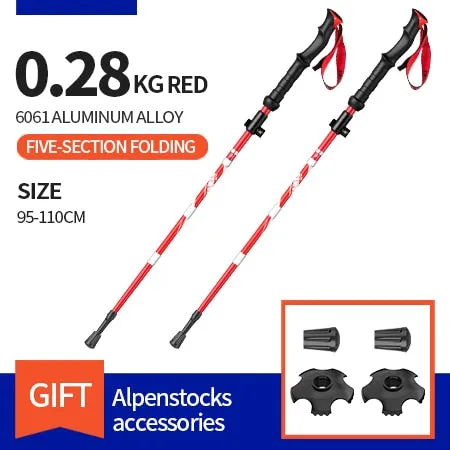 BSWOLF 2Pcs Foldable Walking Sticks Ultralight Camping Hiking Folding Trekking Poles Aluminum