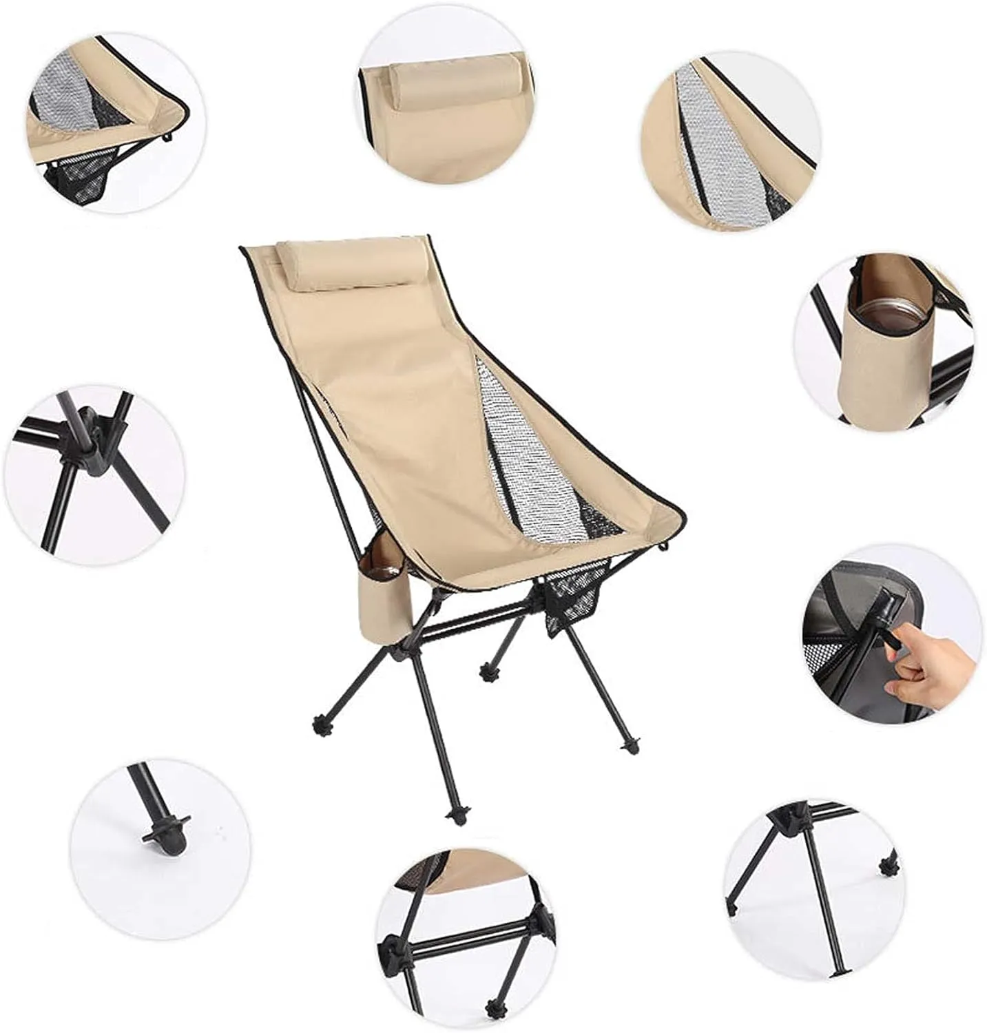 BTZHY Recliner Chair,Folding Camping Chairs,Portable Outdoor Seat with Cup Holder,Ultralight Fishing Chair,Save Space,for Garden,Trips,Beach,Picnic.