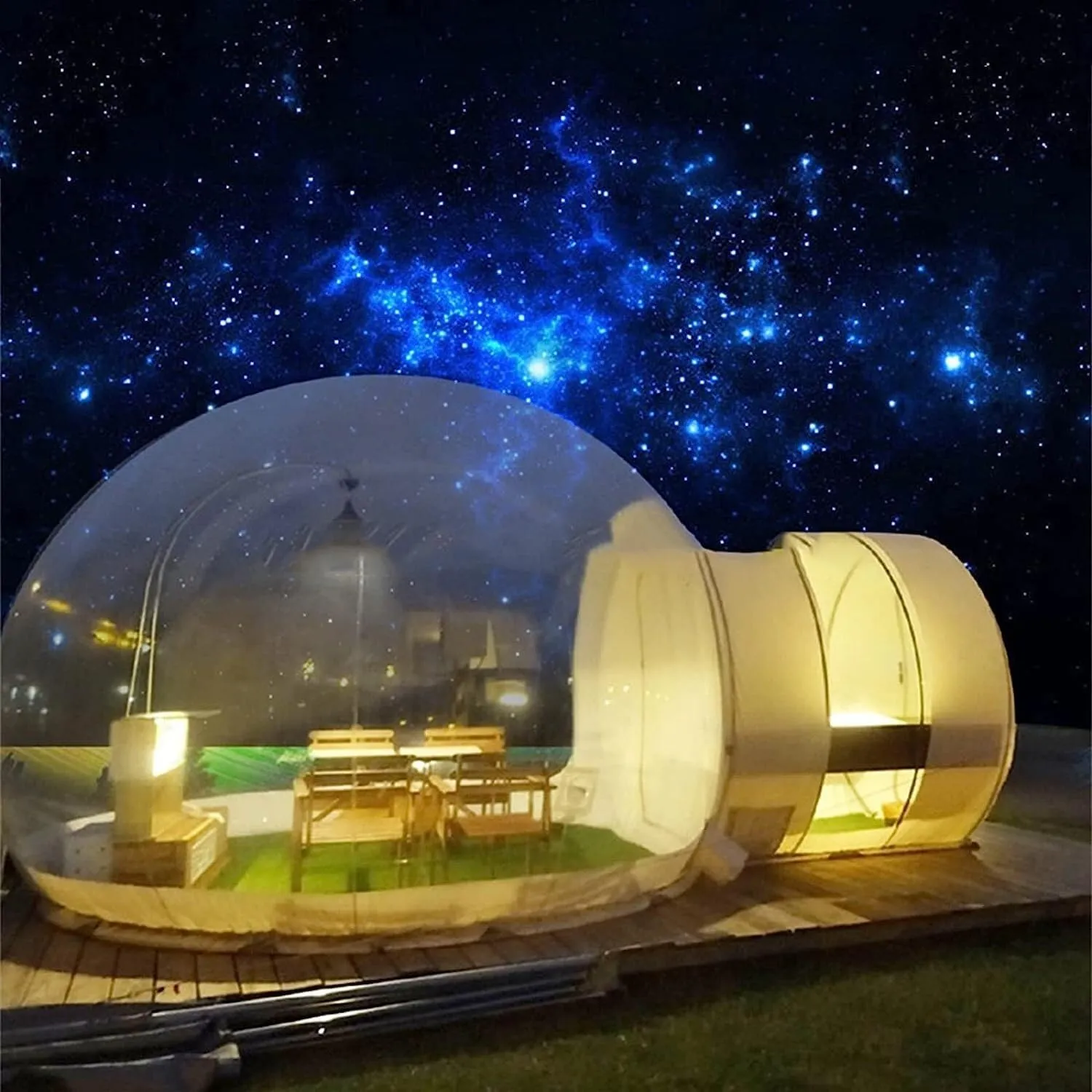 Bubble House Inflatable Bubble Tent Outdoor Transparent Inflatable Bubble Tent House/Dome Hotel with White Single Tunnel/Activity Courtyard with Blower (Color : 4m) (3m)