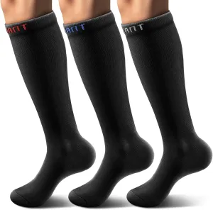 BULLIANT Compression Socks 3Pairs-15-20mmHg Circulation Support Men Women Hiking Sports Recovery-Upgraded Wicking Tech