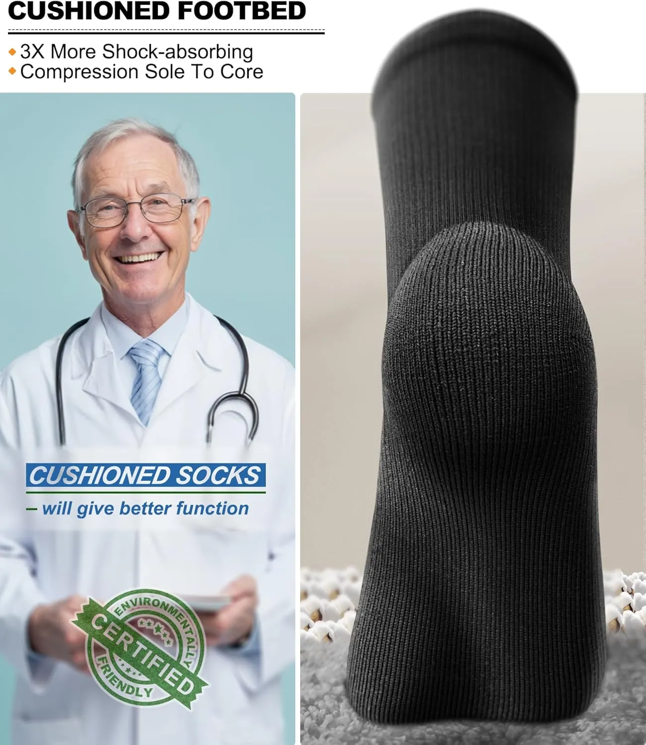 BULLIANT Compression Socks 3Pairs-15-20mmHg Circulation Support Men Women Hiking Sports Recovery-Upgraded Wicking Tech