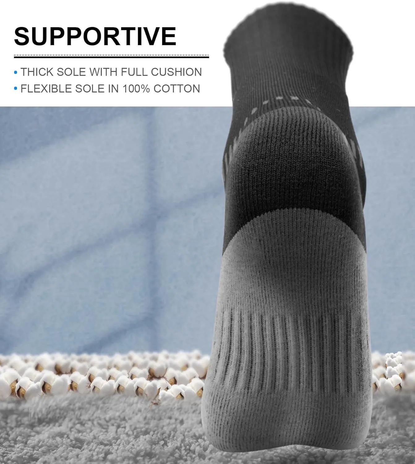 BULLIANT Men Athletic Socks, Compression Sports Crew Socks Cushioned For Men Outdoor Running Hiking-Arch Compression Support