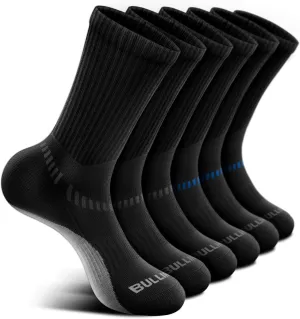 BULLIANT Men Athletic Socks, Compression Sports Crew Socks Cushioned For Men Outdoor Running Hiking-Arch Compression Support