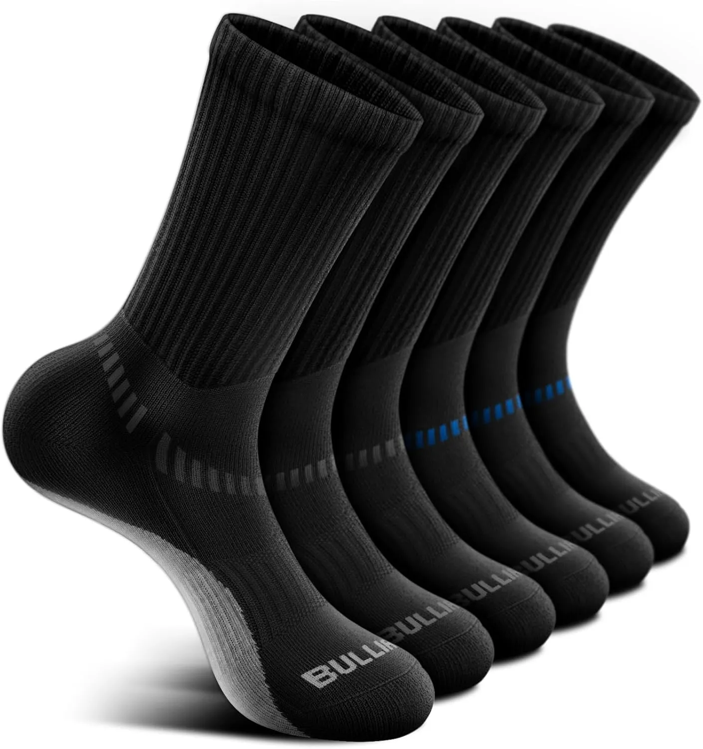 BULLIANT Men Athletic Socks, Compression Sports Crew Socks Cushioned For Men Outdoor Running Hiking-Arch Compression Support