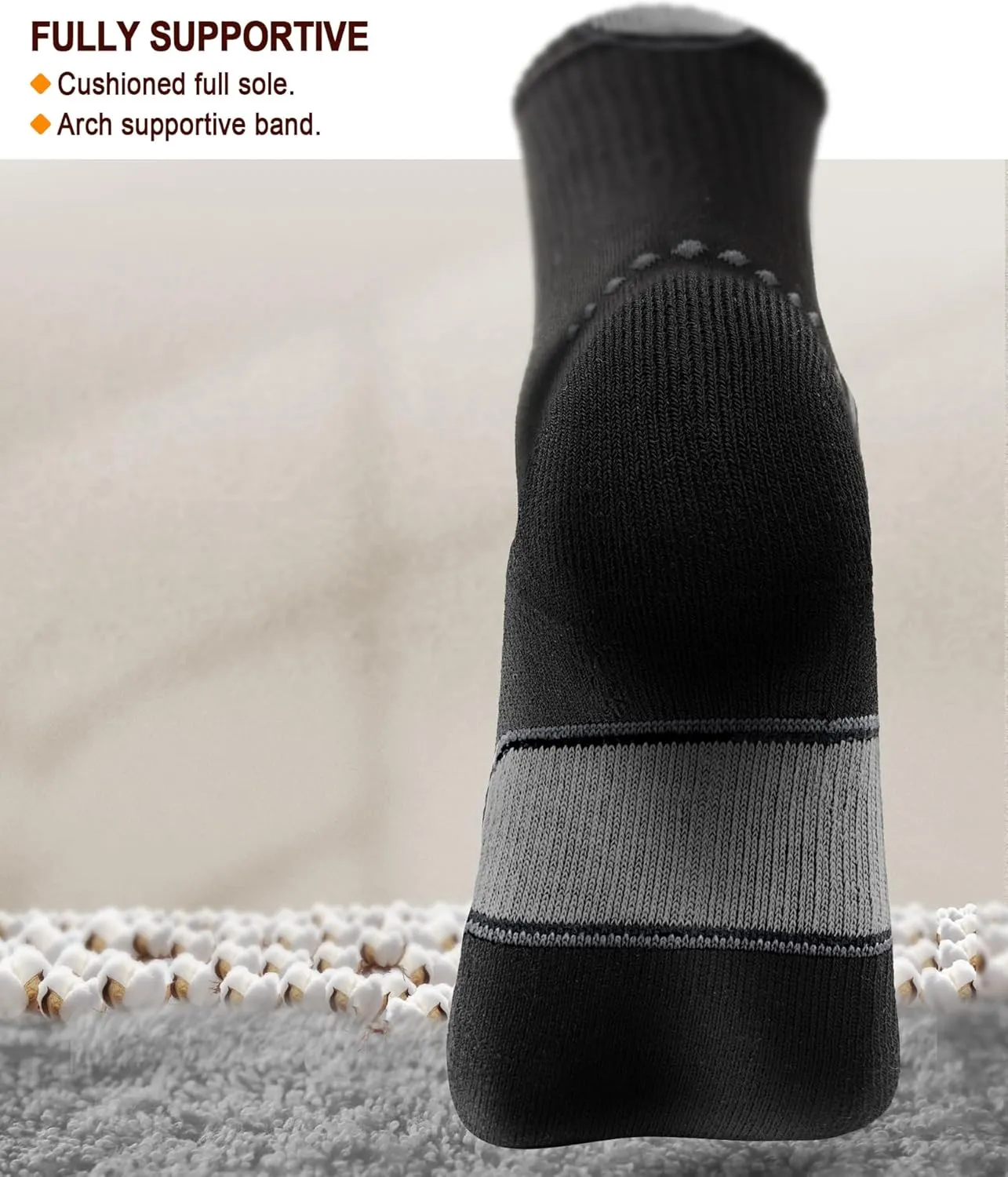 BULLIANT Men Athletic Socks, Compression Sports Crew Socks Cushioned For Men Outdoor Running Hiking-Arch Compression Support