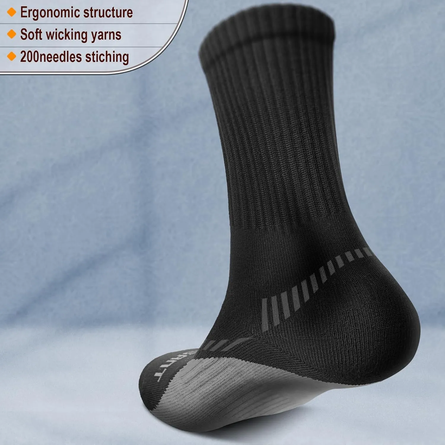 BULLIANT Men Athletic Socks, Compression Sports Crew Socks Cushioned For Men Outdoor Running Hiking-Arch Compression Support