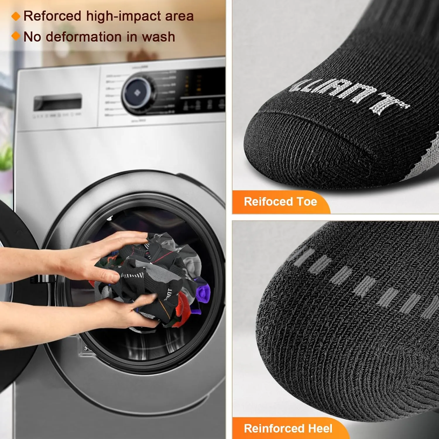 BULLIANT Men Athletic Socks, Compression Sports Crew Socks Cushioned For Men Outdoor Running Hiking-Arch Compression Support