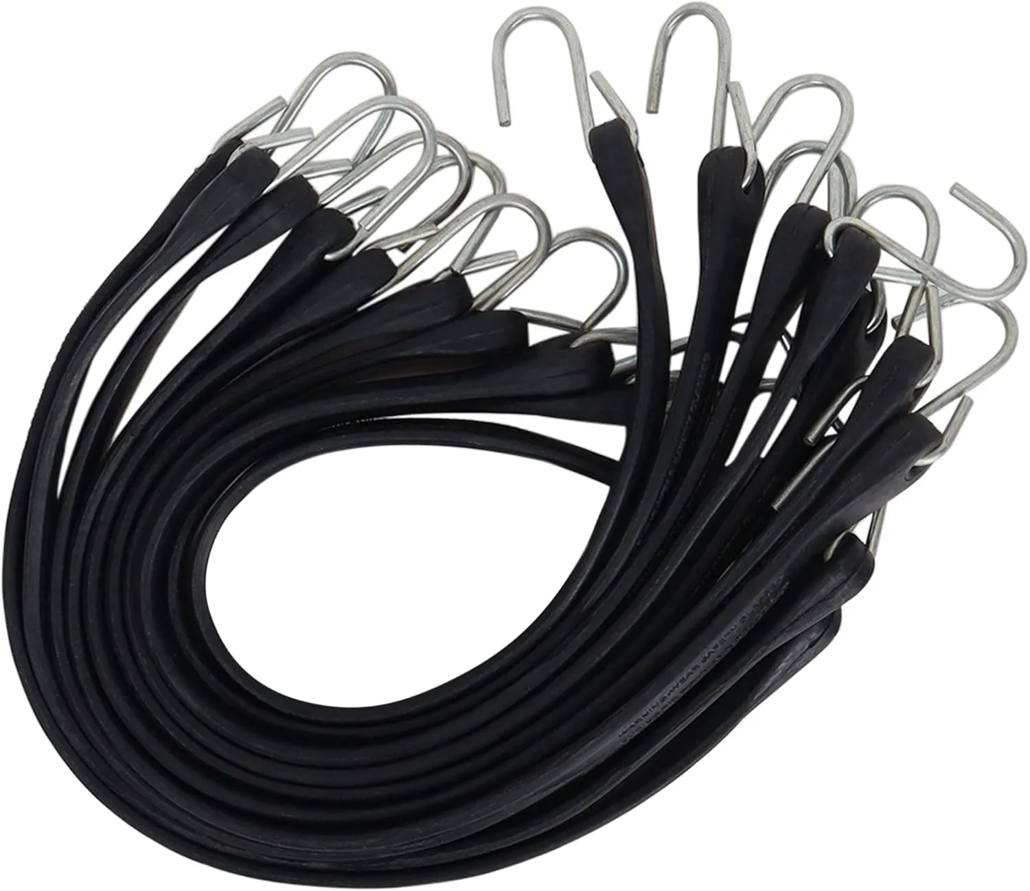 Bungee Cords with Hooks 21”-50PACK Heavy Duty Rubber Tarp Straps with Crimped S Hooks for Securing Truck, Cargo, Tarps in Extreme Weather, 1.5X Max Stretch & 185 LBS Max Load Capacity