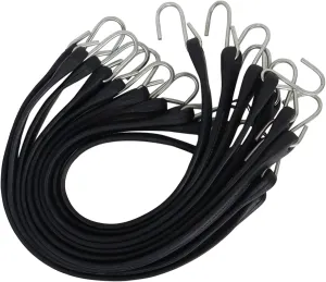 Bungee Cords with Hooks 21”-50PACK Heavy Duty Rubber Tarp Straps with Crimped S Hooks for Securing Truck, Cargo, Tarps in Extreme Weather, 1.5X Max Stretch & 185 LBS Max Load Capacity