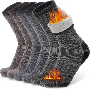 Busy Socks 3 Pack Crew Merino Wool Hiking Socks for Men Women Winter Thick Warm Thermal Cushioned Moisture Wicking Boot Sock