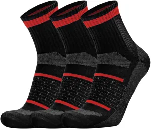 Busy Socks 3 Pack Men's Merino Wool Running Quarter Socks Womens Ankle Thick Cushioned Athletic Socks for Hiking Walking