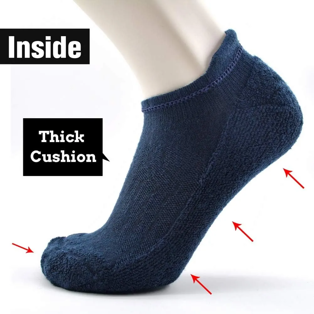 Busy Socks Merino Wool Compression Support Ankle Running Hiking Socks for Men Women, Soft Thick Cushion Tab Socks 3/6 Pairs