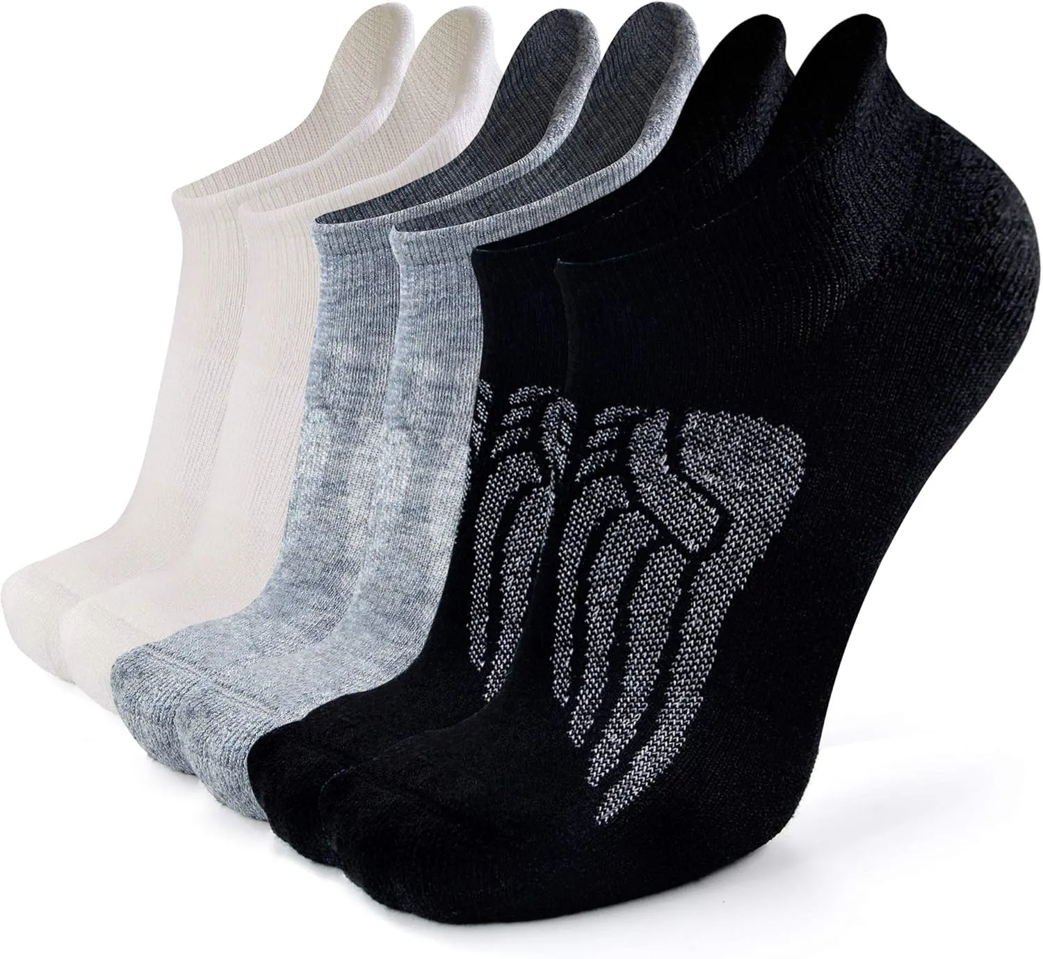 Busy Socks Merino Wool Compression Support Ankle Running Hiking Socks for Men Women, Soft Thick Cushion Tab Socks 3/6 Pairs