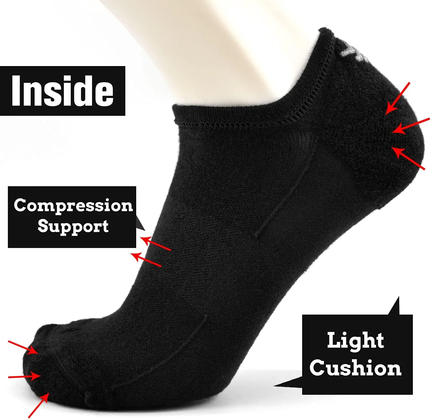 Busy Socks No Show Merino Wool Athletic Running Socks for Men Women,Low Cut Thin Soft Sport Wool Socks with Non-Slip Grips