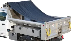 Buyers Products DTR7515 Aluminum Tarp System with Mesh Tarp, 7-1/2 X 15 Feet, Dump Body Tarp Kit, Dump Trailer Accessories, Dump Body Accessories