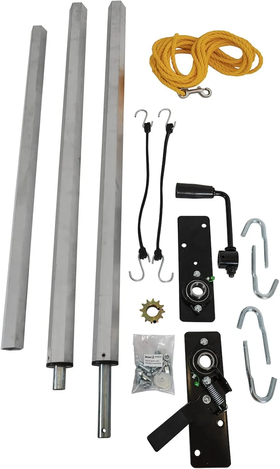 Buyers Products DTR7515 Aluminum Tarp System with Mesh Tarp, 7-1/2 X 15 Feet, Dump Body Tarp Kit, Dump Trailer Accessories, Dump Body Accessories
