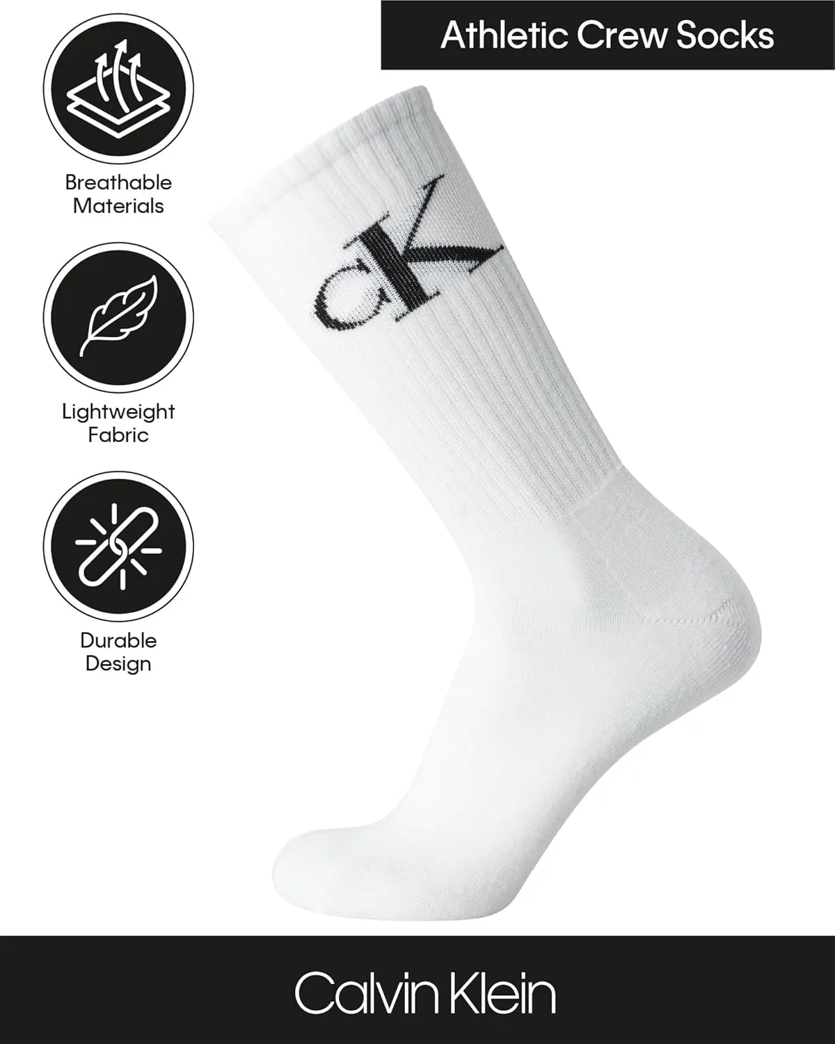 Calvin Klein Men's Crew Athletic Mid-Calf Socks (5 Pack)