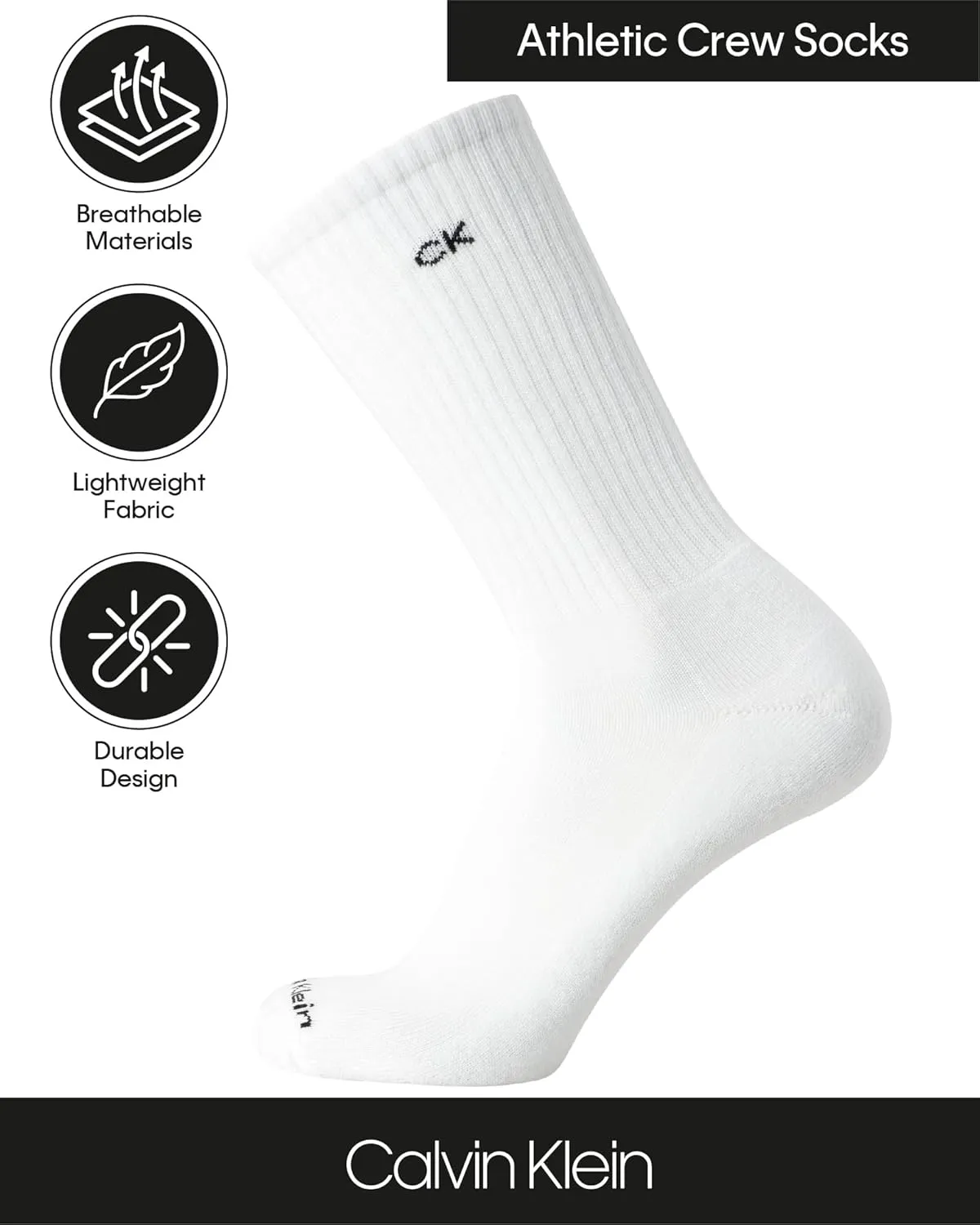 Calvin Klein Men's Crew Athletic Mid-Calf Socks (5 Pack)