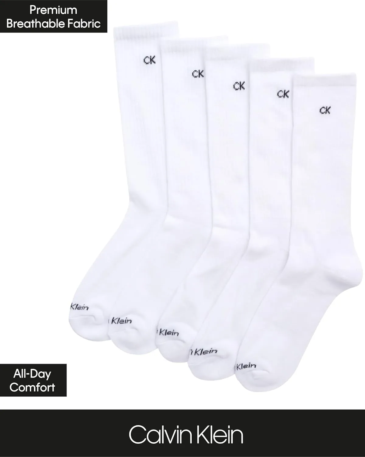 Calvin Klein Men's Crew Athletic Mid-Calf Socks (5 Pack)