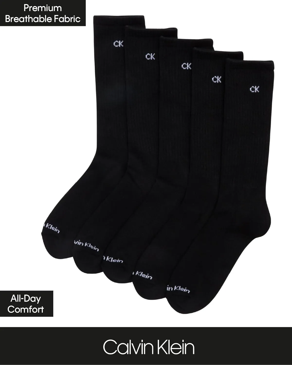 Calvin Klein Men's Crew Athletic Mid-Calf Socks (5 Pack)