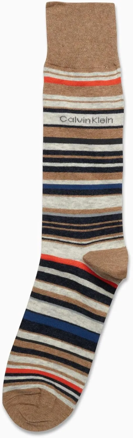 Calvin Klein Mens Dress Socks - 1 Pair Egyptian Cotton Blend with Comfort Stay-Up Cuff - Soft, Breathable & Smooth Crew Socks
