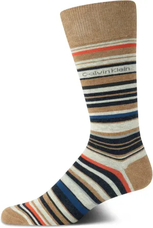 Calvin Klein Mens Dress Socks - 1 Pair Egyptian Cotton Blend with Comfort Stay-Up Cuff - Soft, Breathable & Smooth Crew Socks