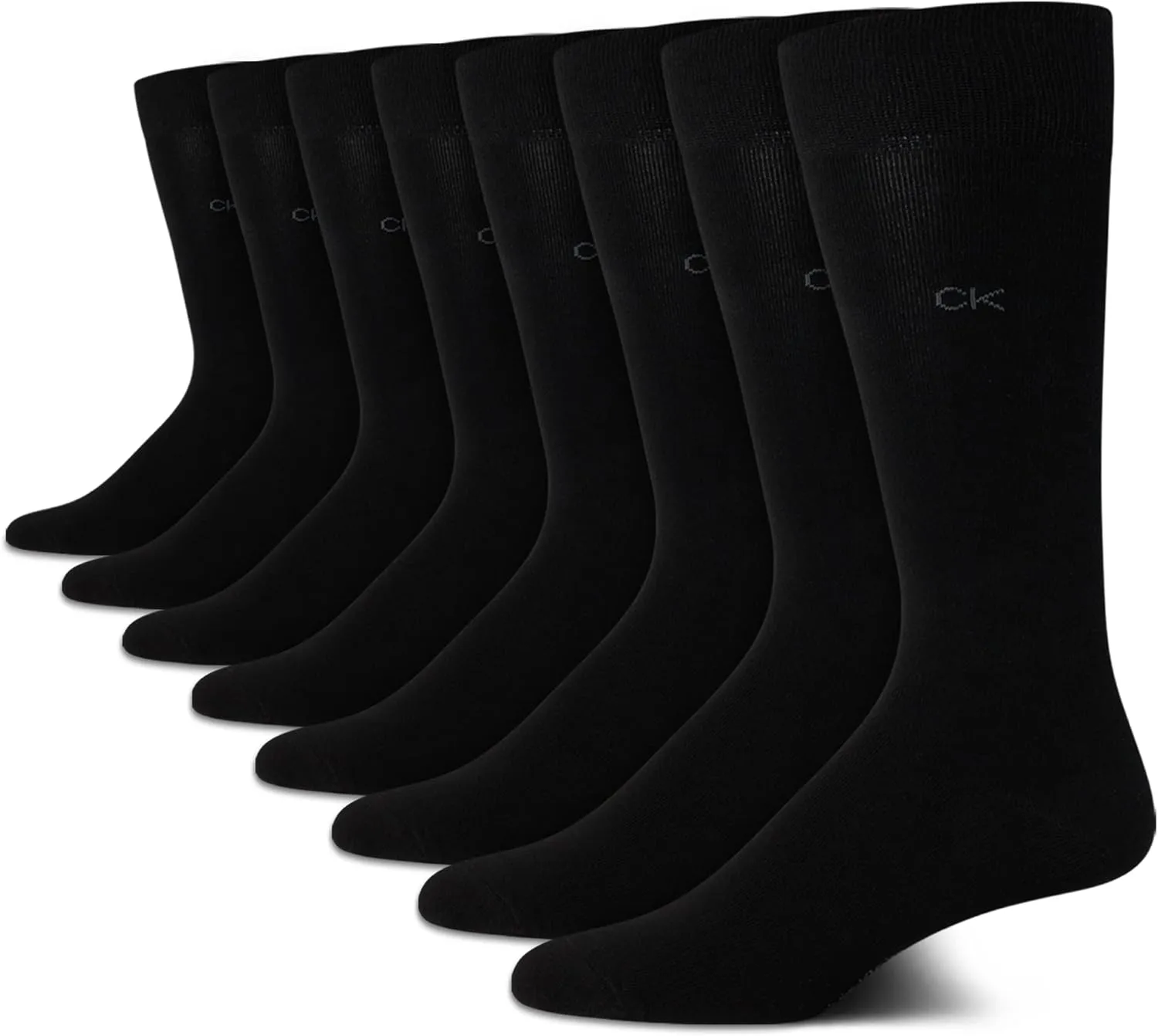 Calvin Klein Men's Dress Socks - 8 Pack Breathable Cotton Mid Crew Socks - Casual Long Work Socks for Men (Sizes 7-12)