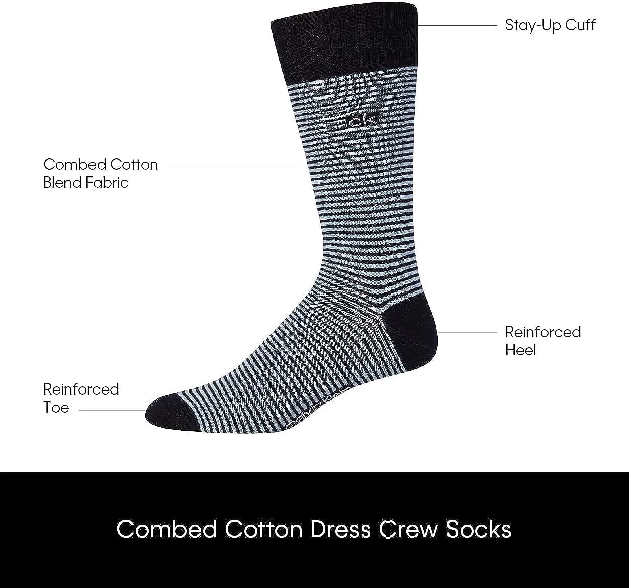 Calvin Klein Men's Dress Socks - 8 Pack Breathable Cotton Mid Crew Socks - Casual Long Work Socks for Men (Sizes 7-12)