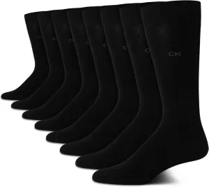 Calvin Klein Men's Dress Socks - 8 Pack Breathable Cotton Mid Crew Socks - Casual Long Work Socks for Men (Sizes 7-12)