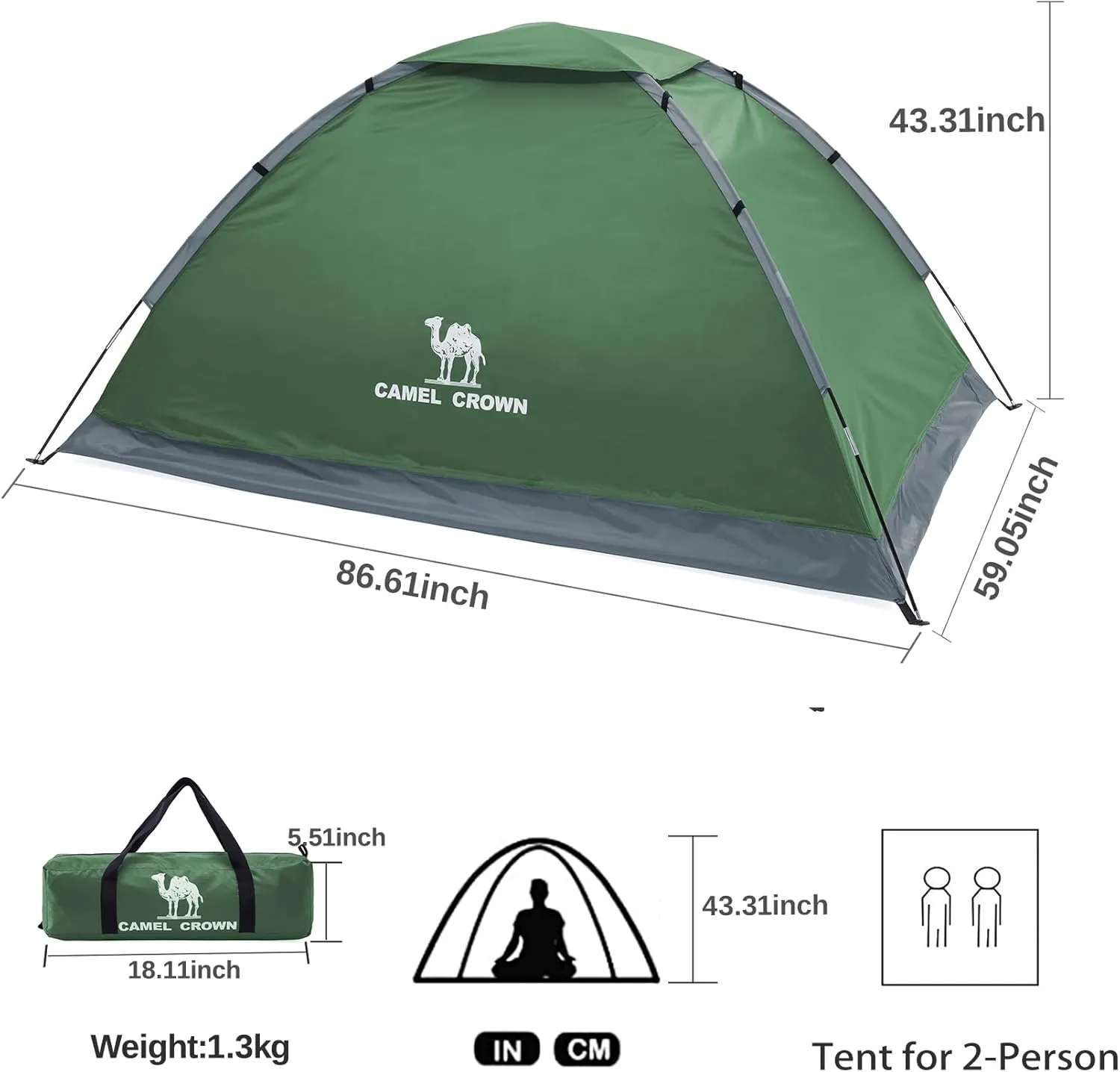 CAMEL CROWN Tents for Camping 2/3/4/5 Person Camping Dome Tent, Waterproof,Spacious, Lightweight Portable Backpacking Tent for Outdoor Camping/Hiking