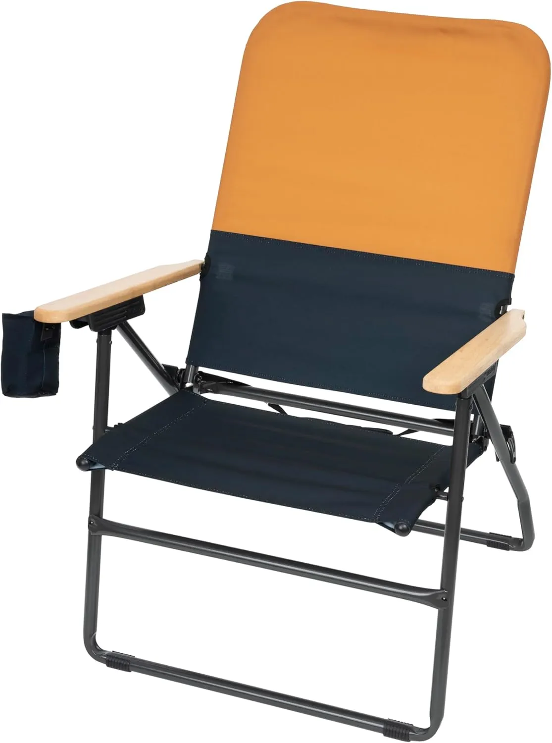 CAMP & GO Selkirk Outdoor Oversized Heavy Duty Comfort Folding Camping Chair, Orange and Navy
