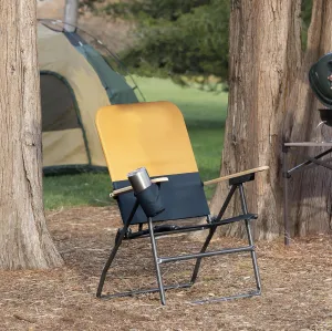 CAMP & GO Selkirk Outdoor Oversized Heavy Duty Comfort Folding Camping Chair, Orange and Navy