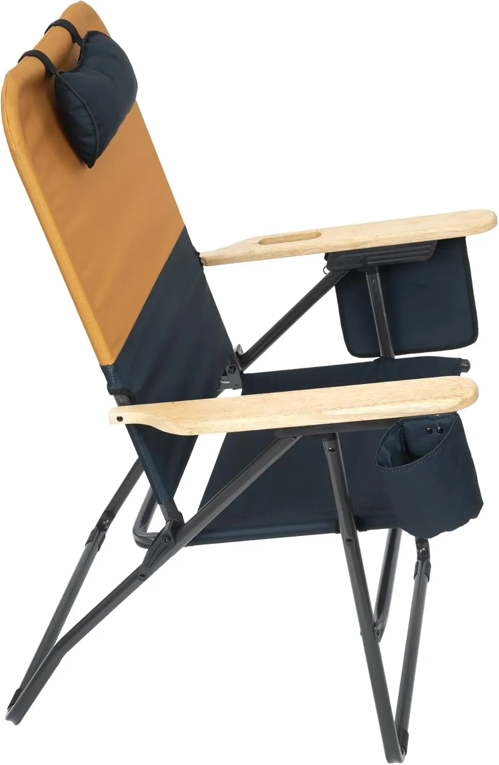 CAMP & GO Selkirk Outdoor Oversized Heavy Duty Comfort Folding Camping Chair, Orange and Navy