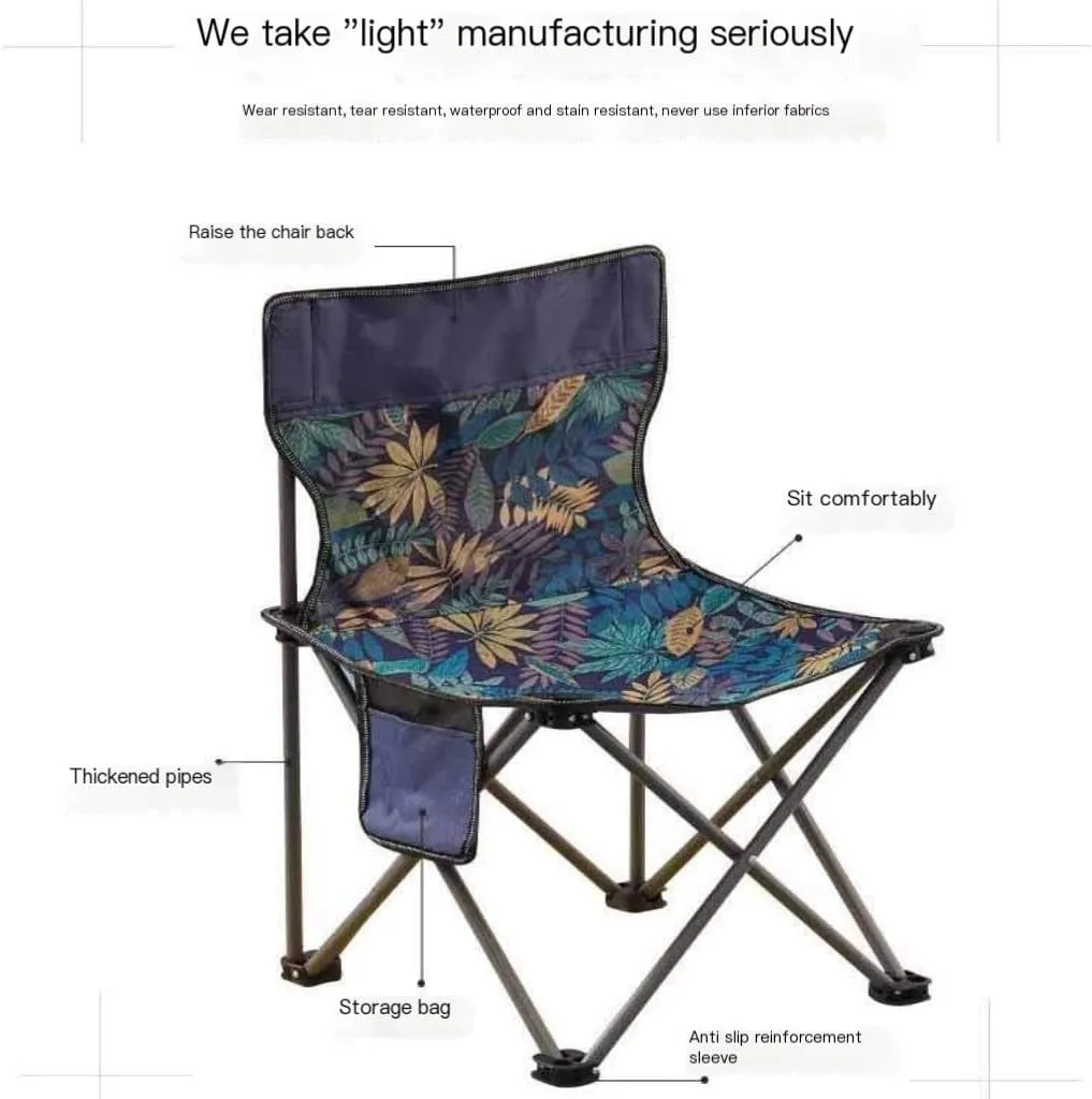 Camp Stool Camping Folding Moon Chair Chair Outdoor Portable High Back Chair Home Dining Table Night Market Stall Camping Stool(F)