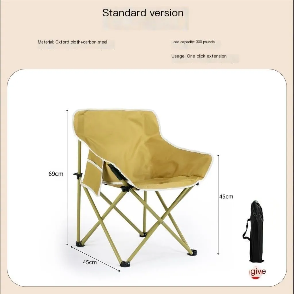 Camp Stool Camping Folding Moon Chair Chair Outdoor Portable High Back Chair Home Dining Table Night Market Stall Camping Stool(F)