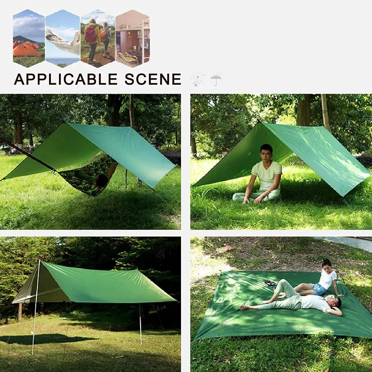 Camping Awning Canopy Tarp Durable Waterproof Lightweight for Outdoor Tent Shade Multi-Purpose Use(Camouflage,230 x 140cm)