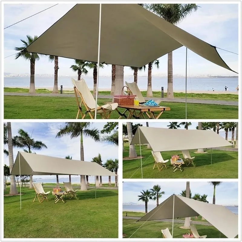 Camping Awning Canopy Tarp Durable Waterproof Lightweight for Outdoor Tent Shade Multi-Purpose Use(Rice White,3x5m)