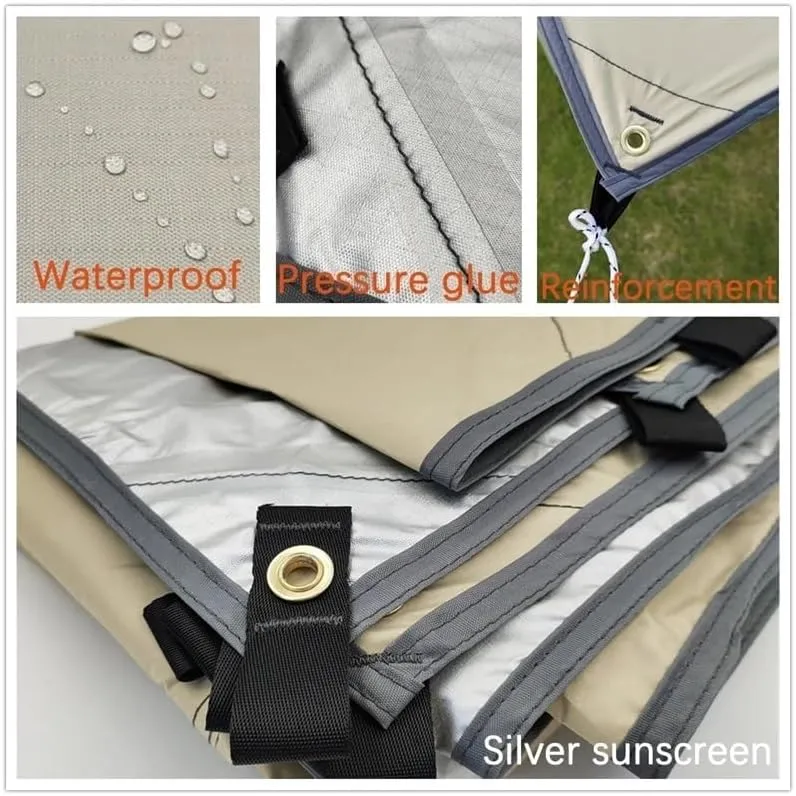 Camping Awning Canopy Tarp Durable Waterproof Lightweight for Outdoor Tent Shade Multi-Purpose Use(Rice White,3x5m)
