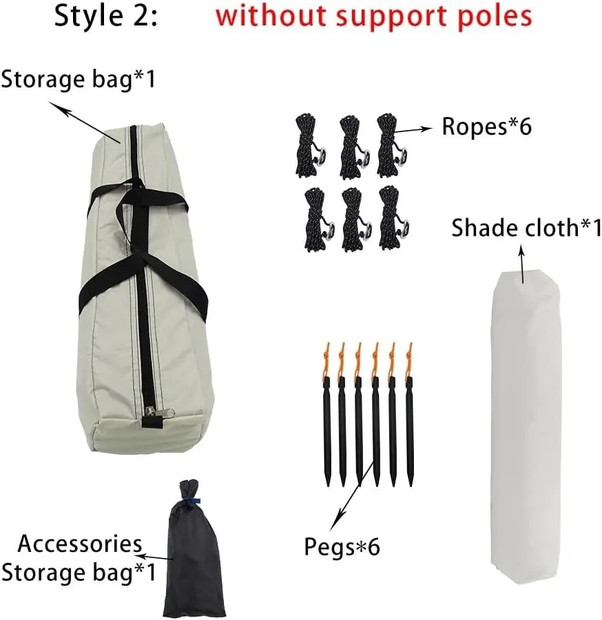 Camping Awning Canopy Tarp Durable Waterproof Lightweight for Outdoor Tent Shade Multi-Purpose Use(Style 2)